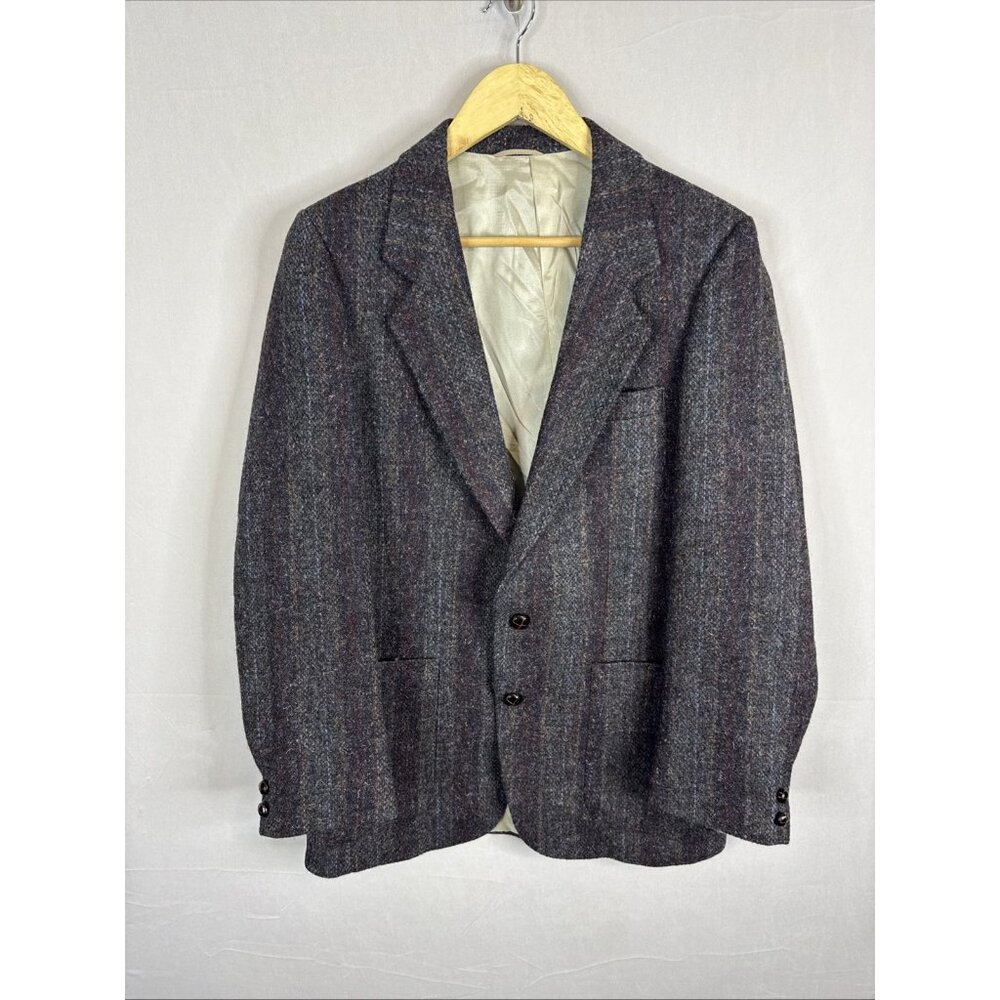 Vintage Woodwards Scotland Tweed‎ Gray Purple Wool Men 38 Sports Coat Blazer